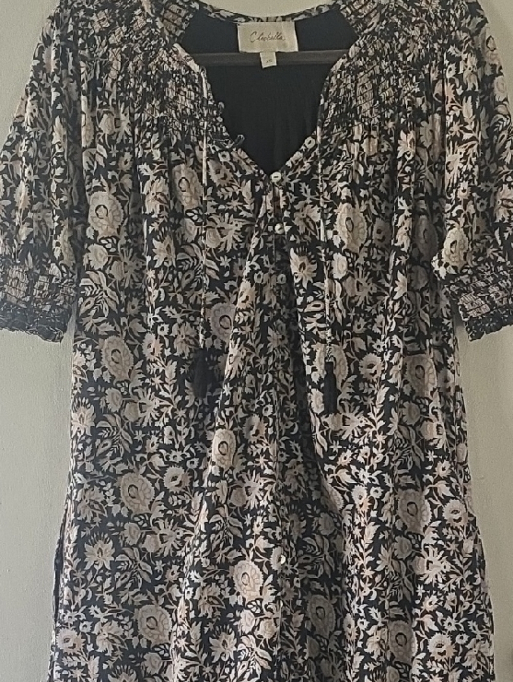 Cleobella Black & Cream Floral Midi Dress